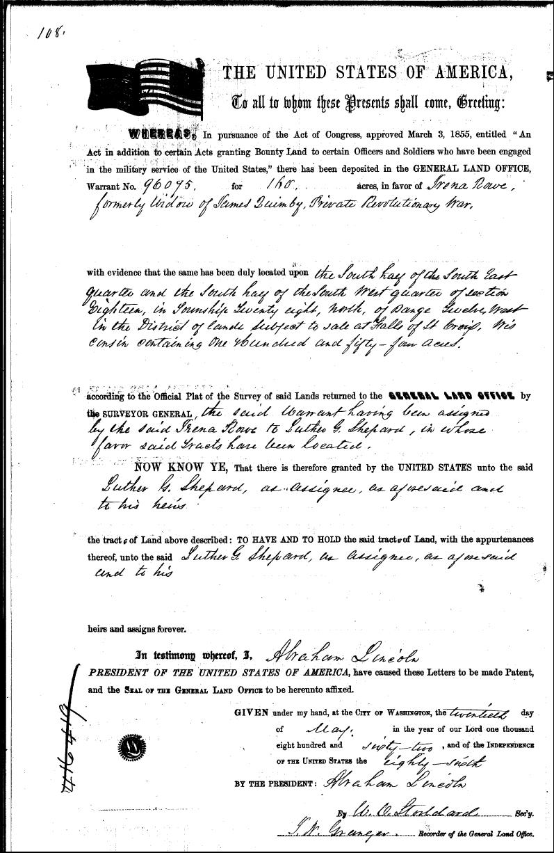 Irena widow of James Quimby